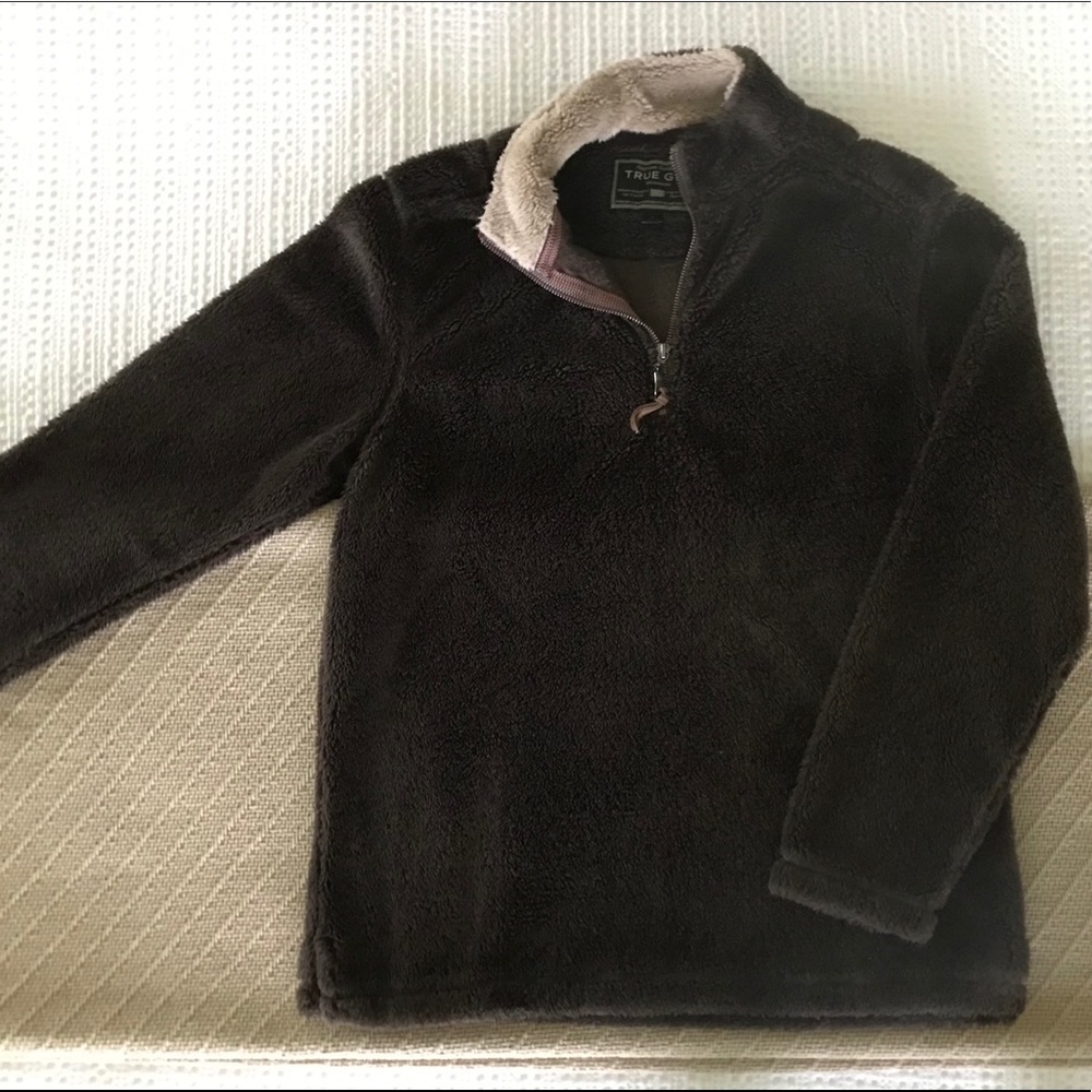 True Grit Pebble Pile Quarter Zip Pullover, Size S